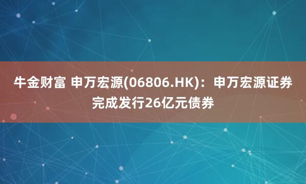牛金财富 申万宏源(06806.HK)：申万宏源证券完成发行26亿元债券